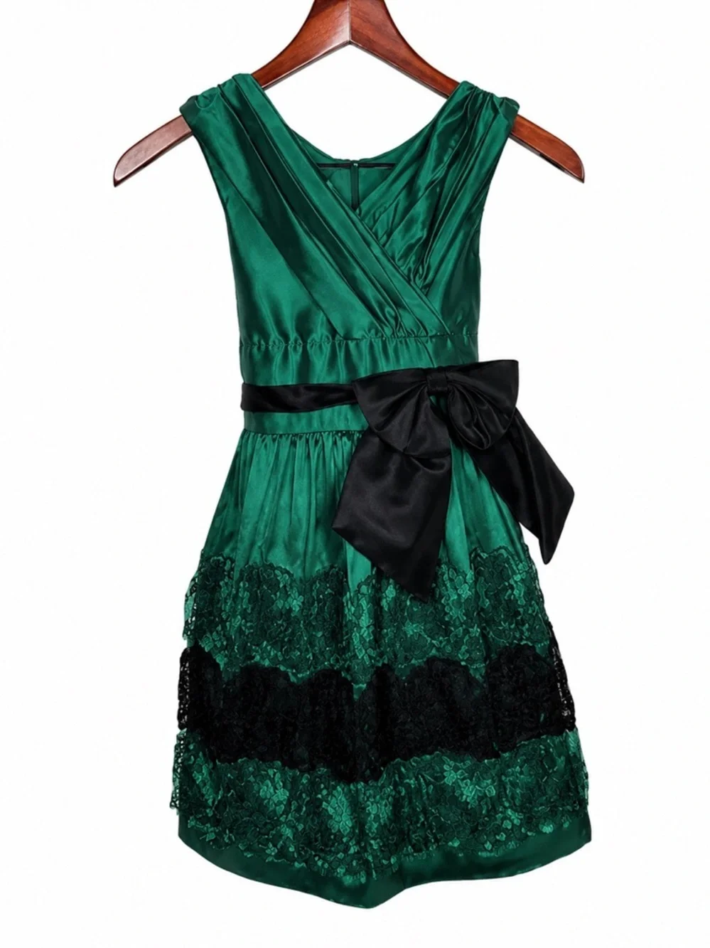 Bonnie Jean Emerald Green Black Girls Sz 10 Wedding Formal Party Dress Fit&Flare